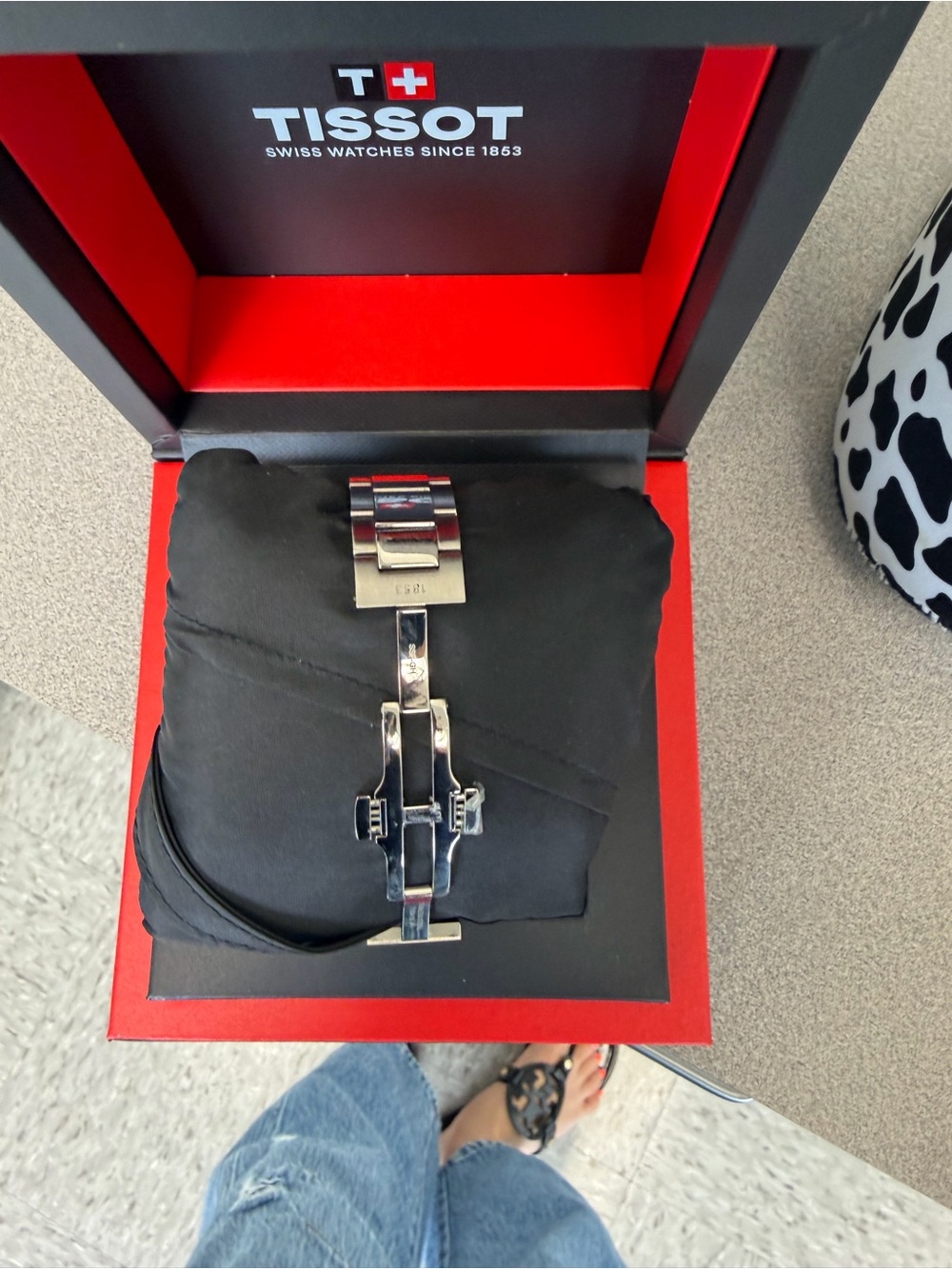 Tissot Silver and Black Watch Bracelet Clasp